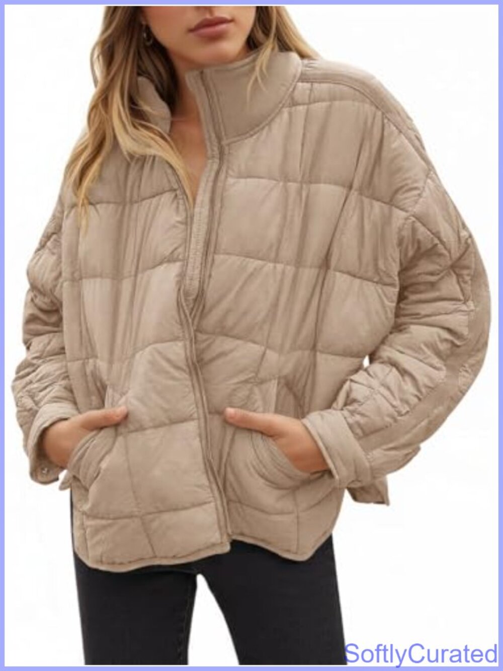 Women's Lightweight Oversized Zip Water Resistant Packable Puffer Jacket Warm